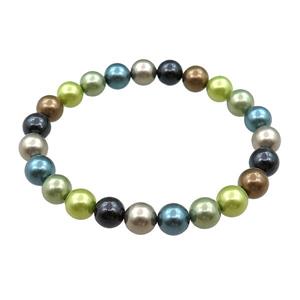 pearlized shell bracelet, mulitcolor, approx 8mm dia