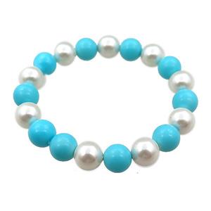 pearlized shell bracelet, round, approx 10mm dia