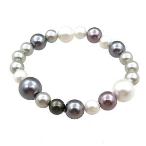 pearlized shell bracelet, multicolor, approx 8mm, 12mm