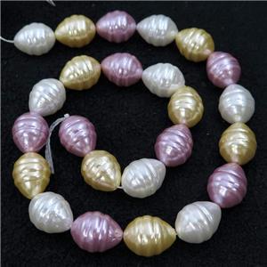 Pearlized Shell silkworm beads, mixed color, approx 13-16mm