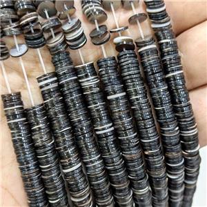 Natural Sea Shell Heishi Beads Coffee Dye, approx 8mm