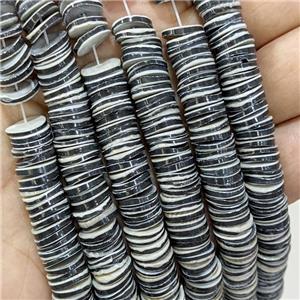 Natural Sea Shell Heishi Beads Black Dye, approx 10mm