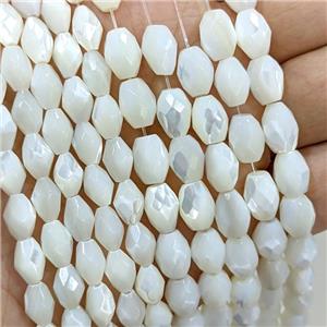 White MOP Shell Rice Beads Faceted, approx 6-9mm