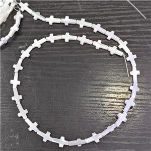 White MOP Shell Beads Cross, approx 8-12mm, 30pcs per st