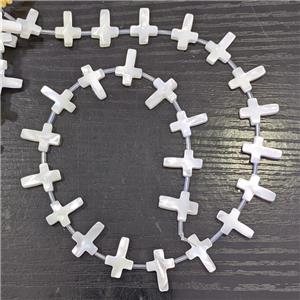 White MOP Shell Beads Cross, approx 10-15mm, 25pcs per st