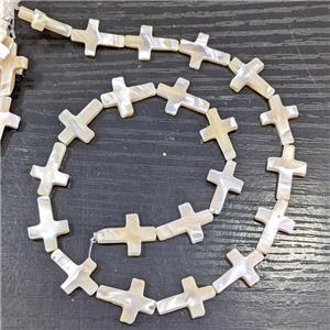 White MOP Shell Beads Cross, approx 13-18mm, 21pcs per st