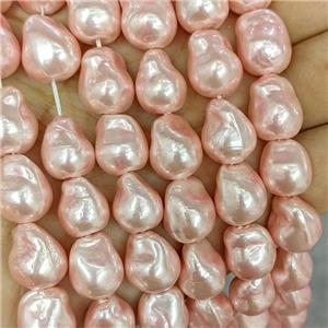 Pink Pearlized Porcelain Beads Freeform, approx 12-15mm