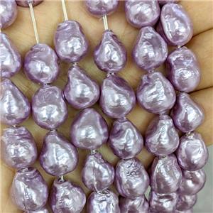 Purple Pearlized Porcelain Beads Freeform, approx 12-15mm