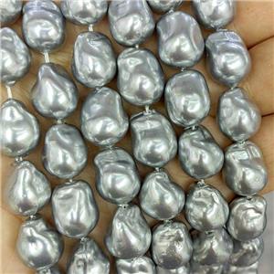 Silvergray Pearlized Porcelain Beads Freeform, approx 12-15mm