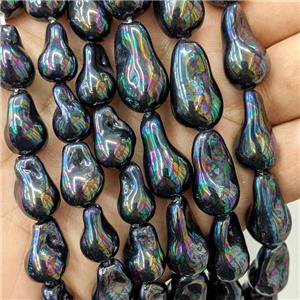 Baroque Style Pearlized Shell Freeform Black AB-Color, approx 11-15mm