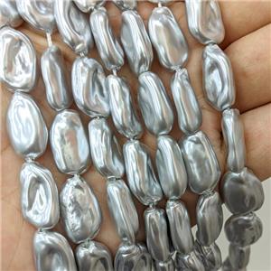 Baroque Style Pearlized Shell Freeform Beads Silvergray, approx 11-18mm