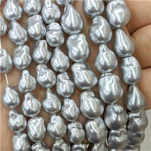 Baroque Style Pearlized Shell Beads SilverGray Freeform, approx 9-12mm