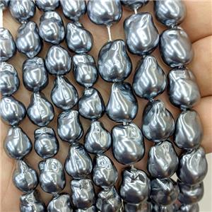 Baroque Style Pearlized Shell Beads DarkGray Freeform, approx 12-15mm