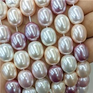 Baroque Style Pearlized Shell Beads Barrel Mixed Color, approx 13-15mm