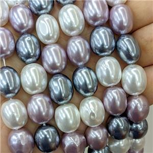 Baroque Style Pearlized Shell Beads Barrel Mixed Color, approx 13-15mm