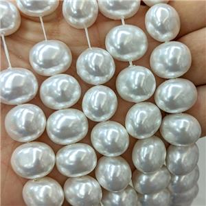 White Pearlized Shell Potato Beads, approx 13-16mm