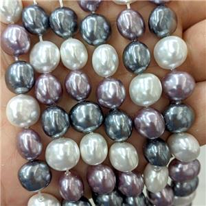 Pearlized Shell Potato Beads Mix Color, approx 10-12mm