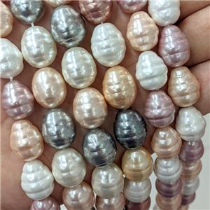 Baroque Style Pearlized Shell Barrel Beads Screw Mixed Color Dye, approx 13-16mm