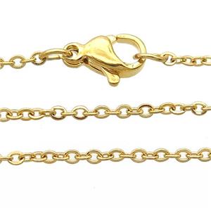 stainless steel necklace chain, gold plated, approx 1.5mm, 49cm length