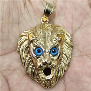 Stainless Steel Lionhead Pendant, Gold Plated, approx 38-46mm