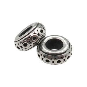 Stainless Steel rondele Beads, antique silver, approx 11mm