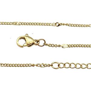 Stainless Steel Necklace Chain Gold Plated, approx 1.4mm, 44-49cm length