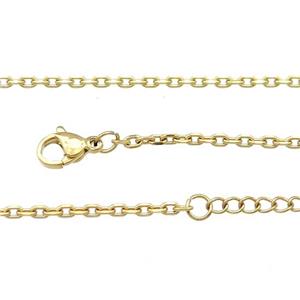 Stainless Steel Necklace Chain Gold Plated, approx 2mm, 44-49cm length