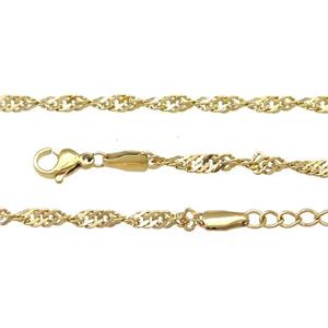 Stainless Steel Necklace Chain Gold Plated, approx 3mm, 44-49cm length