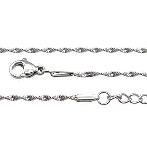 Raw Stainless Steel Necklace Chain, approx 1.6mm, 44-49cm length