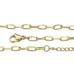 Stainless Steel Necklace Chain Gold Plated, approx 3x6.5mm, 44-49cm length