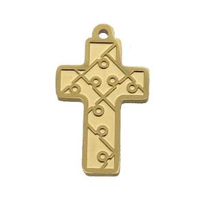 Stainless Steel Cross Charm Pendant Gold Plated, approx 15-21mm