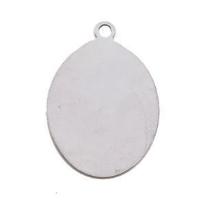 Raw Stainless Steel Oval Pendant, approx 22-30mm