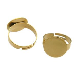 Stainless Steel Ring with Pad Gold Plated, approx 10mm, 18mm dia