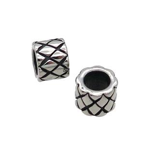 Stainless Steel Tube Beads Large Hole Antique Silver, approx 7-9mm, 5mm hole