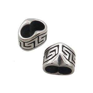 Stainless Steel Beads 2Holes Antique Silver, approx 10-12.5mm, 5-10mm hole