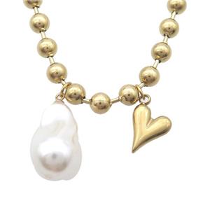 Stainless Steel Necklace Moon Gold Plated, approx 11mm, 12-23mm, 6mm, 45cm length