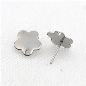 Raw Stainless Steel Stud Earring Flower, approx 12mm