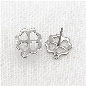 Raw Stainless Steel Stud Earring Flower, approx 10mm