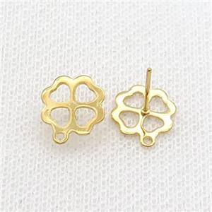 Stainless Steel Stud Earring Flower Gold Plated, approx 10mm