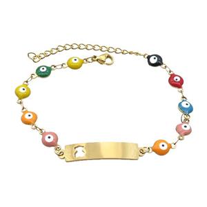 Stainless Steel Bracelets Evil Eye Multicolor Bear Gold Plated, approx 6-30mm, 6mm, 16-22cm length