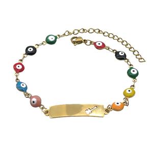 Stainless Steel Bracelets Evil Eye Multicolor Guitar Gold Plated, approx 6-30mm, 6mm, 16-22cm length