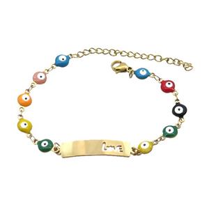 Stainless Steel Bracelets Evil Eye Multicolor Gold Plated, approx 6-30mm, 6mm, 16-22cm length