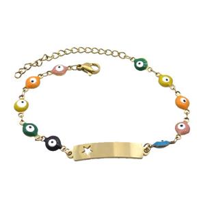 Stainless Steel Bracelets Evil Eye Multicolor Star Gold Plated, approx 6-30mm, 6mm, 16-22cm length