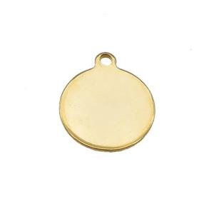 Stainless Steel Circle Pendant Gold Plated, approx 14mm