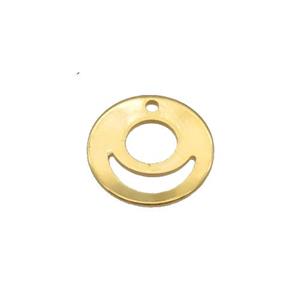 Stainless Steel Emoji Pendant Gold Plated, approx 12mm