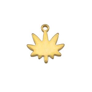 Stainless Steel Mapleleaf Pendant Gold Plated, approx 10mm