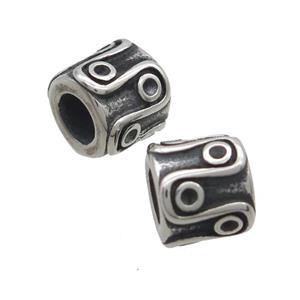 Stainless Steel Tube Beads Large Hole Antique Silver, approx 9.5mm, 5mm hole