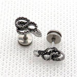 Raw Stainless Steel Stud Earrings Snake, approx 8-12.5mm