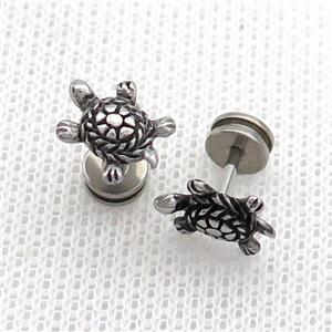 Raw Stainless Steel Stud Earrings Tortoise, approx 8-11mm