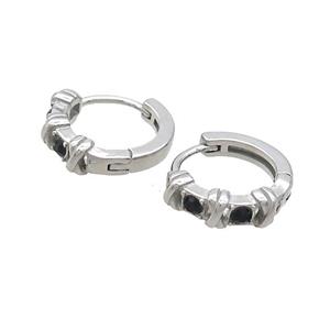 Raw Stainless Steel Hoop Earrings Pave Rhinestone, approx 14mm dia